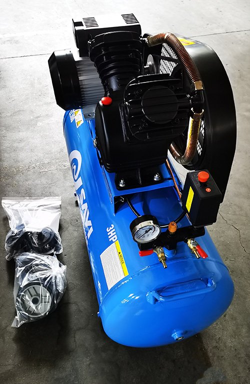 SAYI V2065 Cast Iron Two Cylinder Compressor Head 8 bar 3HP Piston Air Compressor 100L