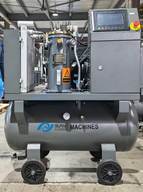 SAYI CE 2-10-1 4.5KW 5.5HP 100L Portable Lubricated Air Cooled Mini Screw Air Compressor