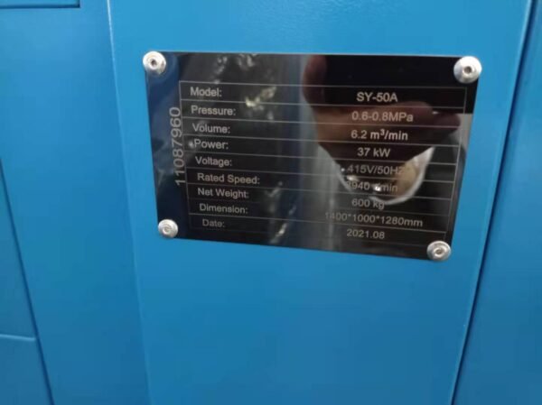 China Top 10 Supplier SAYI 50HP 8Bar Low Noise Fixed Speed Screw Air Compressor, Industrial Screw Air Compressor