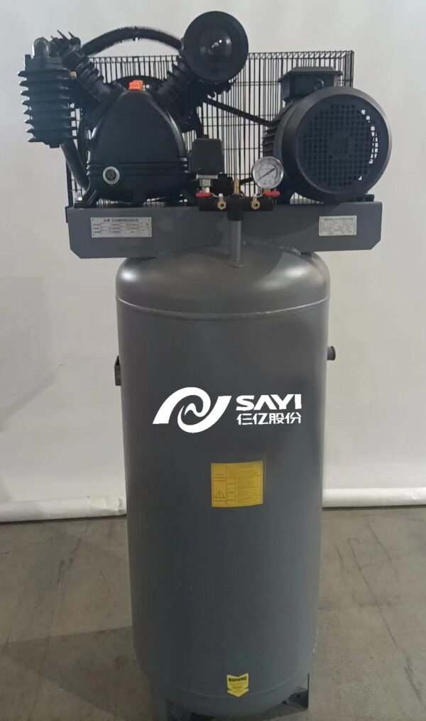 Sayiair V2080t CE Two Stage 5HP 12bar Cast Iron High Pressure Reciprocated Air Compressor with ASME Vertical Tank 230L