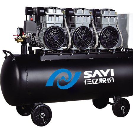 SY1200 3/140L Piston Dental Movable Oil-Less Mute Oil Free Air Compressor with CE Approved