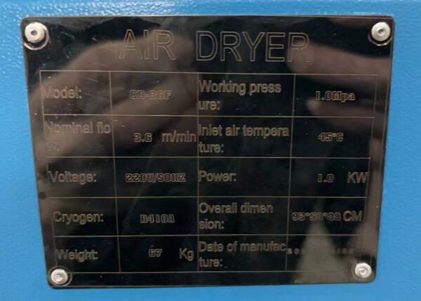 CD-36F 1KW 127CFM 10bar Dehumidifier Air Dryer