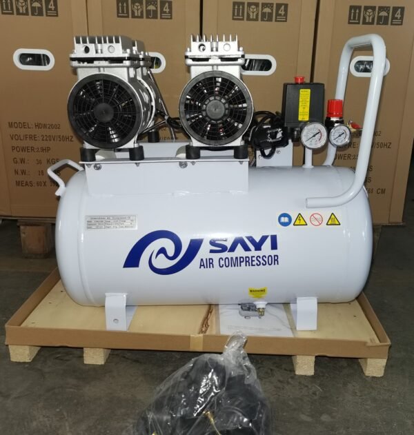 Professional Supplier 1100W Vertical Horizontal Copper Wire Engine Oil-Free Mute Air Compressor 50L