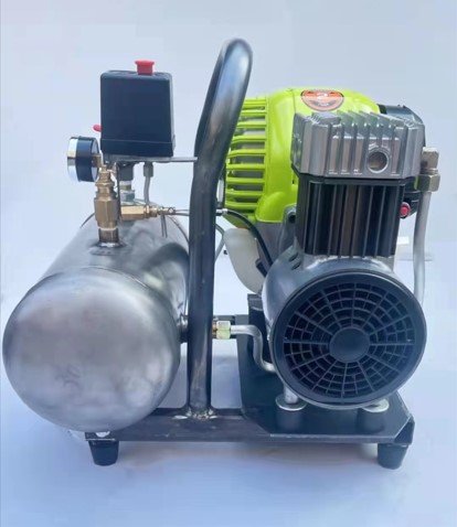 Factory Direct Selling 2HP Portable Diving Oil-Free Air Compressor with Gasoline Engine Stainless Air Tank 7L