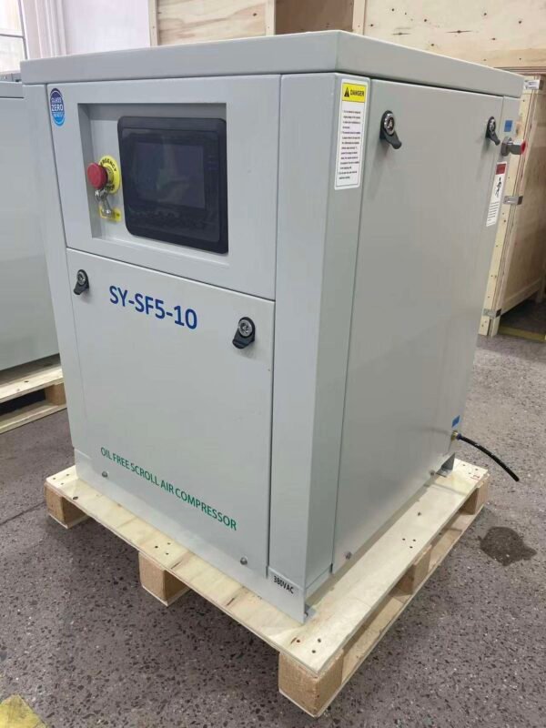 SY-SF5-10 3,7 kW ölfreier Scroll-Luftkompressor mit Motor der Schutzart IP54 – Ansicht 2