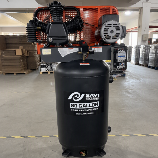 SY-W3090T 7.5HP vertical piston air compressor with 80 gallon tank - view 2